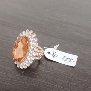 Sophia Collection Gold and Orange Gemstone Ring
